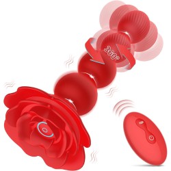 rose rotating beads anal butt plug