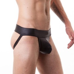 black faux leather assless panty