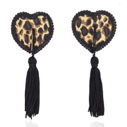 black tassel leopard pasties nipple covers